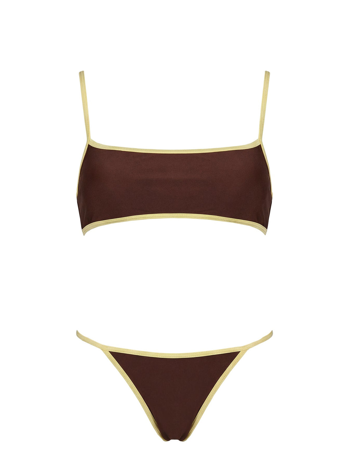Remaro Contrast Bikini Top Brown / Yellow