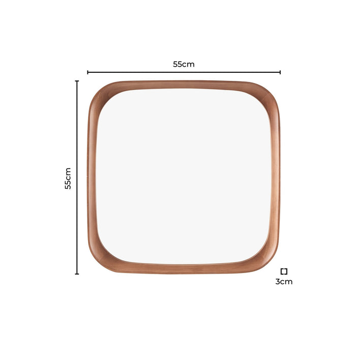 Ernie Retro Square Wood Mirror - Mid Wood - DUSK