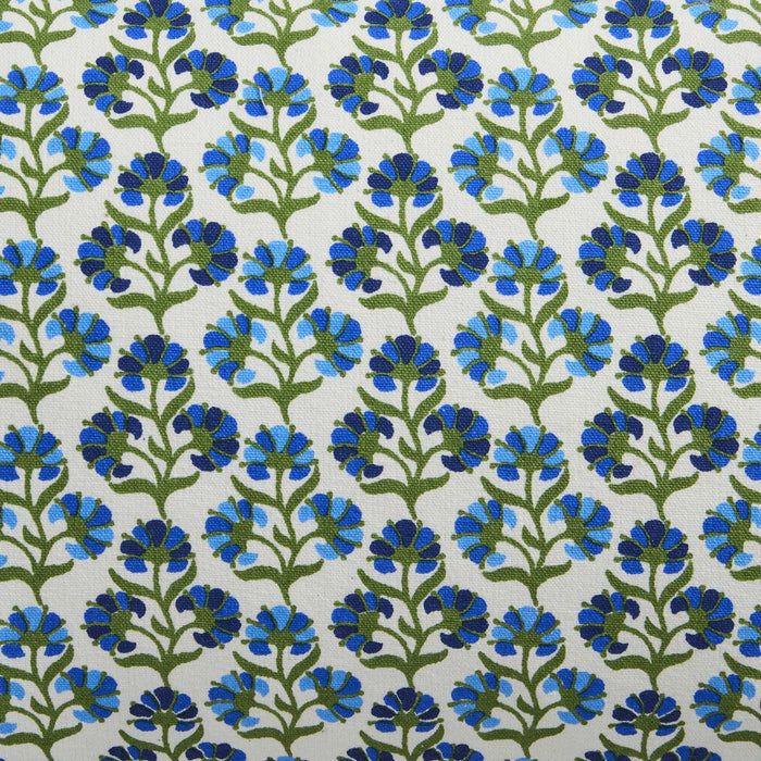 Fiona 100% Cotton Box Pleat Edge Printed Sofa Cushion Cover - Blue - DUSK