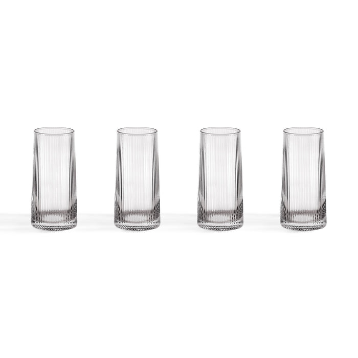 Gatsby Set of 4 Ripple Glass Highballs - Smoked - DUSK