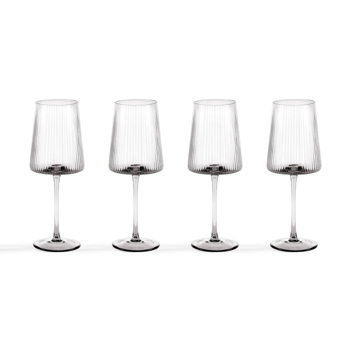 Gatsby Set of 4 Ripple Glass Wine Glasses - Smoked - DUSK