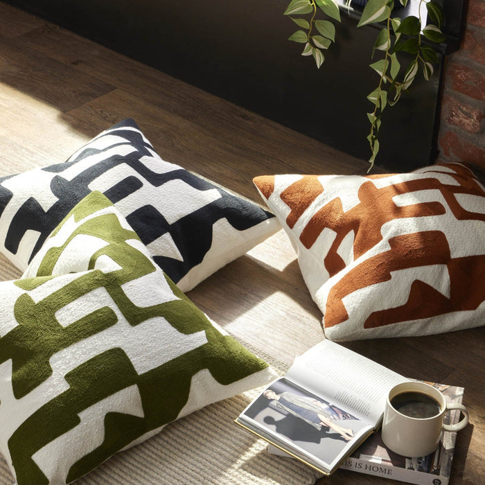 Geometric Jacquard Cushion Cover - Midnight - DUSK