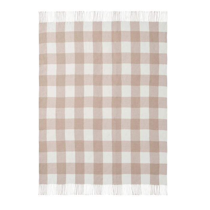 Gingham Sofa Throw - Tan - DUSK