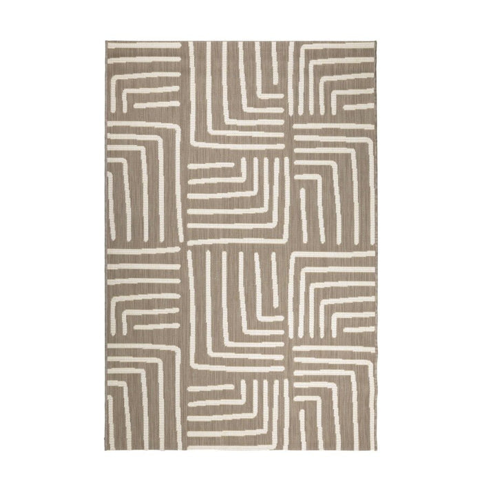 Hanna Flatweave Geo Contrast Indoor/ Outdoor Rug - 120x170cm - Natural - DUSK