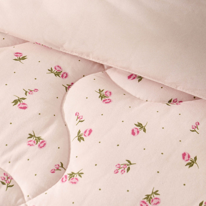Isabelle Rose Print Quilted Cushion Cover and Bedspread Set - Pink - DUSK