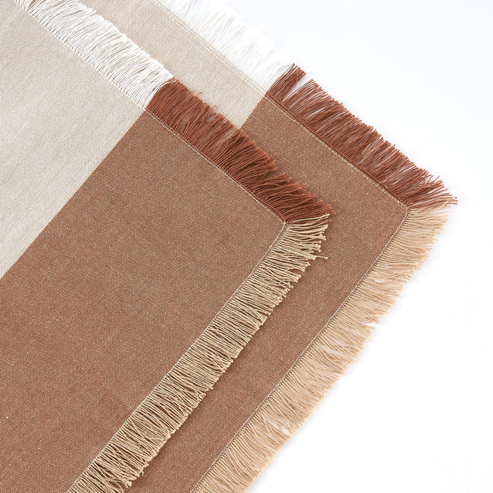 Julio Tufted Block Colour Set of 4 Placemats - Natural/ Burnt Orange - DUSK