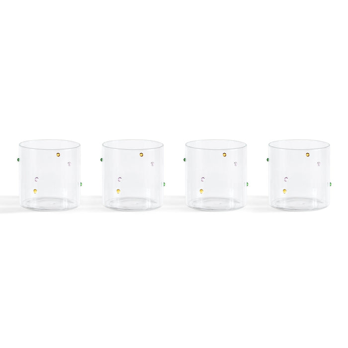 Nelly Polka Dot Glass Tumblers - Set of 4 - Clear - DUSK