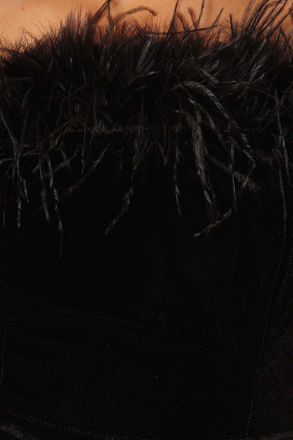 Donatella Feather Trim Jumpsuit - Black