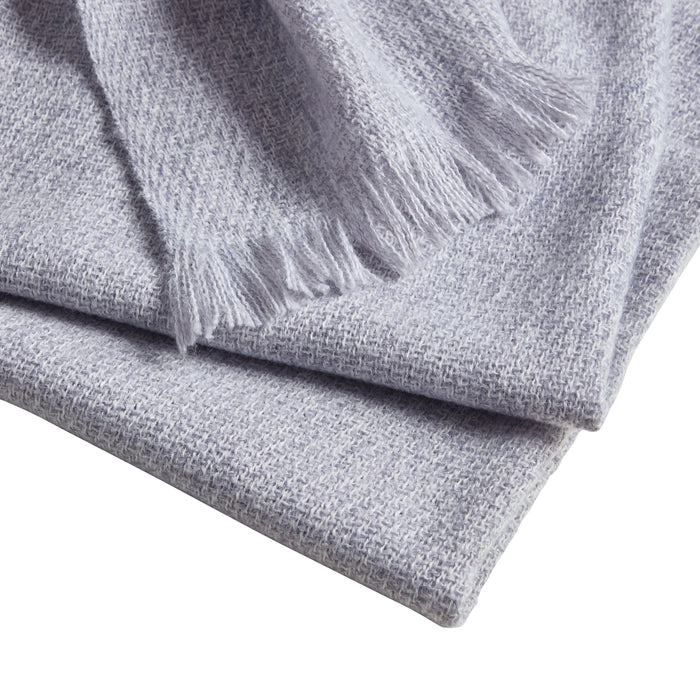 Super Soft Marled Tassel Throw - Light Blue - DUSK