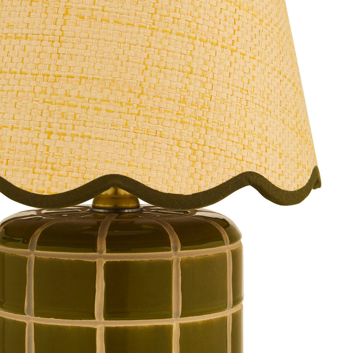 Vivienne Carved Ceramic Table Lamp - Green - DUSK