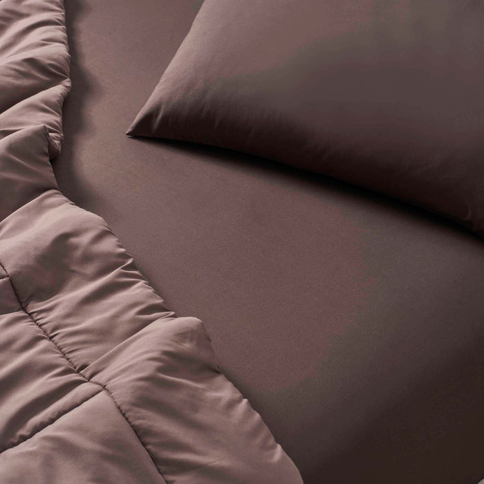 200 Thread Count Plain - Dye Fitted Sheet - Chocolate - DUSK