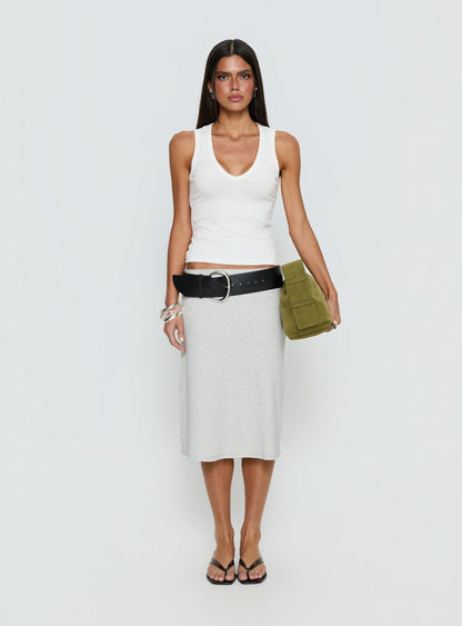 Baseline V Neck Rib Tank Top White