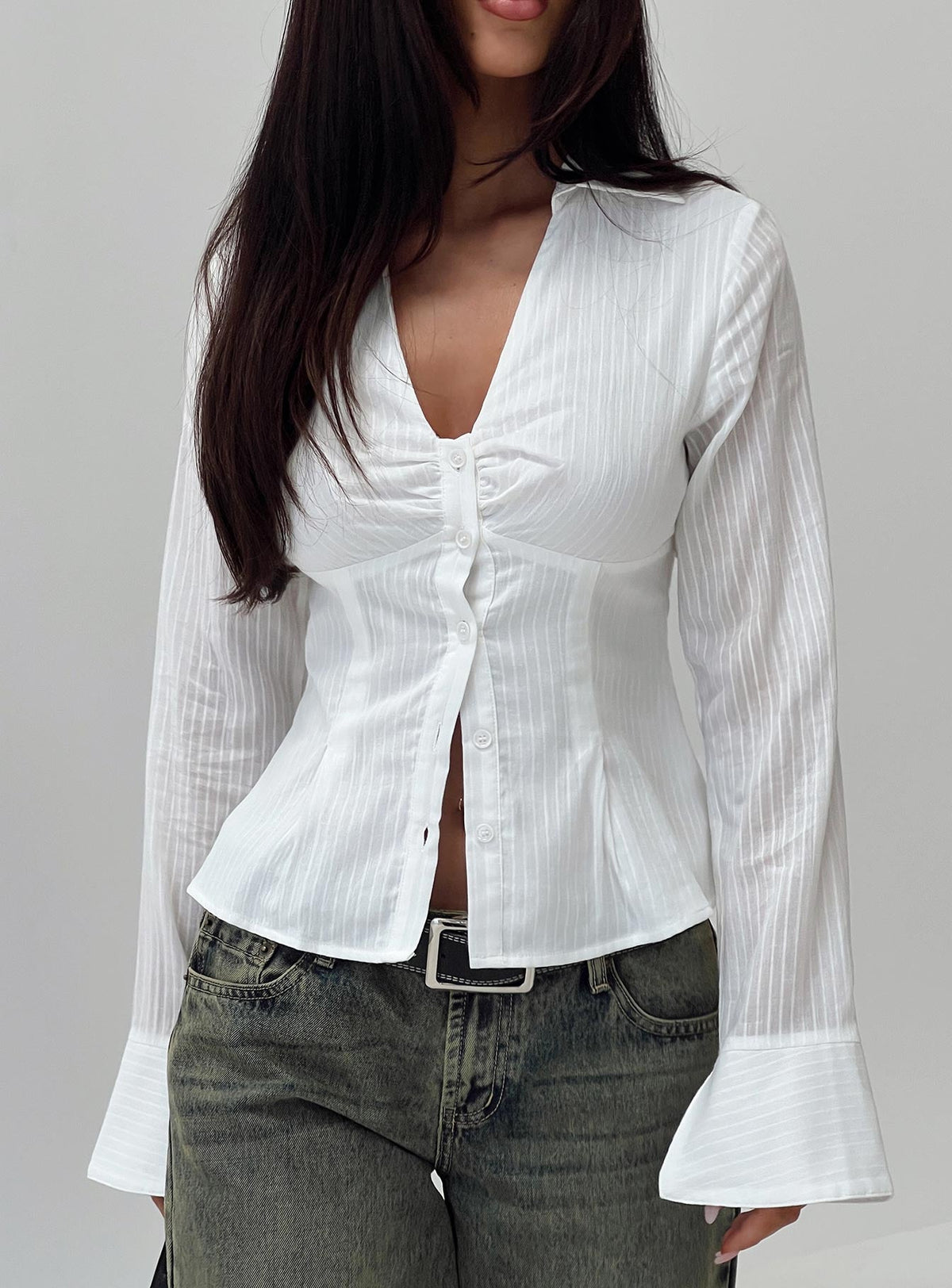 Elowenn Long Sleeve Top White