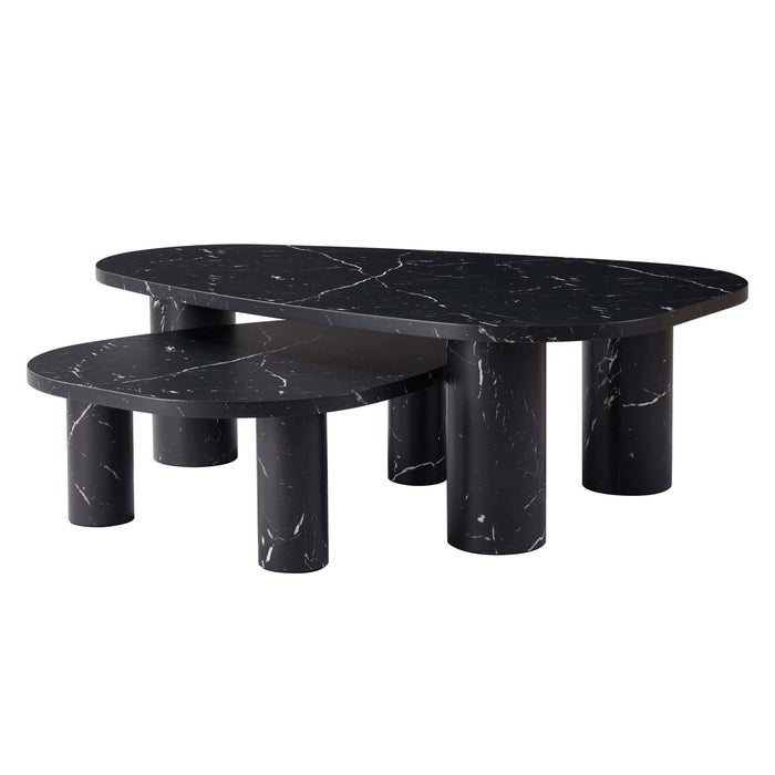 Azra Nesting Coffee Tables - Black Marble Effect - DUSK