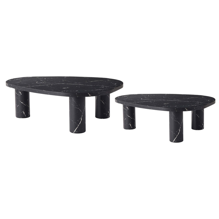 Azra Nesting Coffee Tables - Black Marble Effect - DUSK