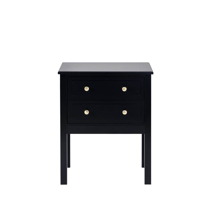 Carolina 2 Drawer Bedside Table - Black - DUSK
