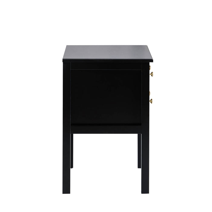 Carolina 2 Drawer Bedside Table - Black - DUSK