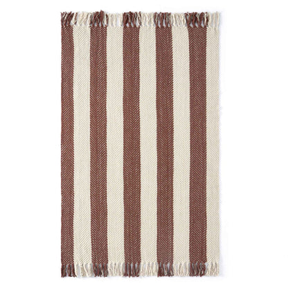 Chenille Stripe Tassel Herringbone Sofa Throw - Rust/Cream - DUSK