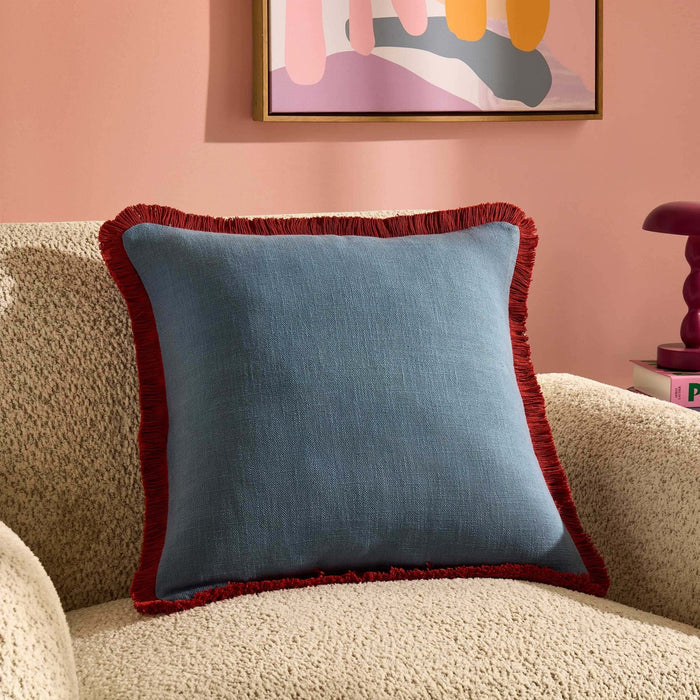 Contrast Edge Tufted Sofa Cushion Cover - Blue/Red - DUSK
