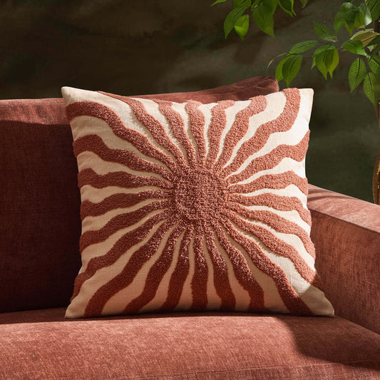 Embroidered Sun Sofa Cushion Cover - Burnt Orange - DUSK
