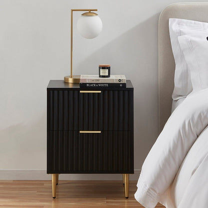 Evie 2 Drawer Bedside Table - Black - DUSK