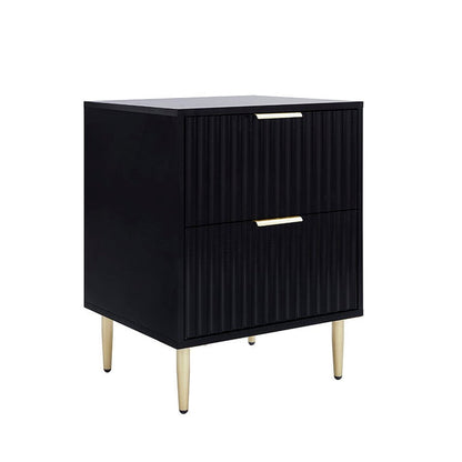 Evie 2 Drawer Bedside Table - Black - DUSK
