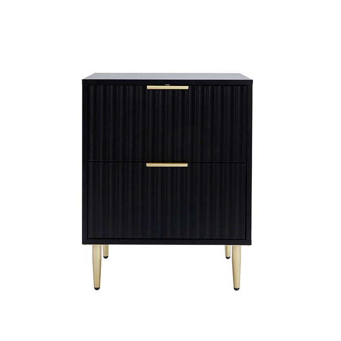 Evie 2 Drawer Bedside Table - Black - DUSK