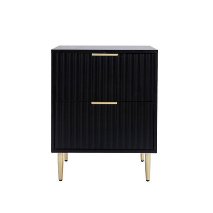 Evie 2 Drawer Bedside Table - Black - DUSK