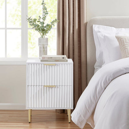Evie 2 Drawer Bedside Table - Warm White - DUSK