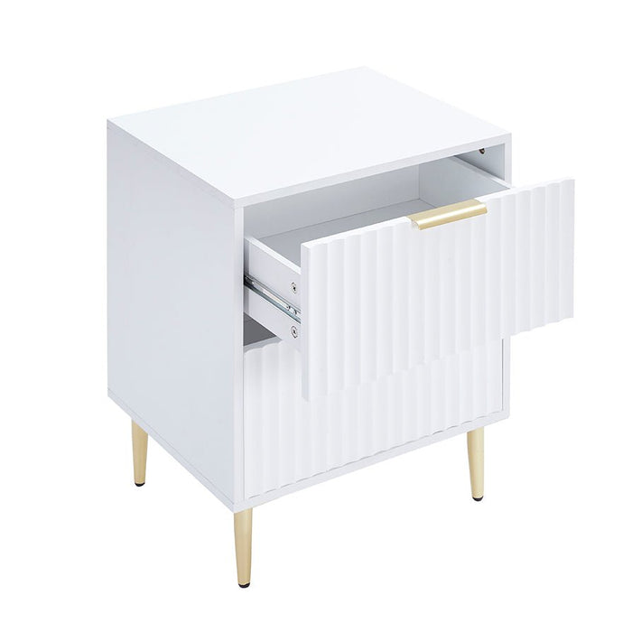 Evie 2 Drawer Bedside Table - Warm White - DUSK