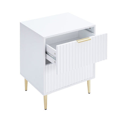 Evie 2 Drawer Bedside Table - Warm White - DUSK