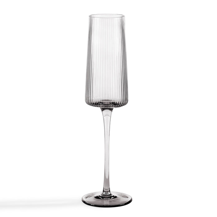 Gatsby Set of 4 Ripple Glass Champagne Flutes - Smoked - DUSK