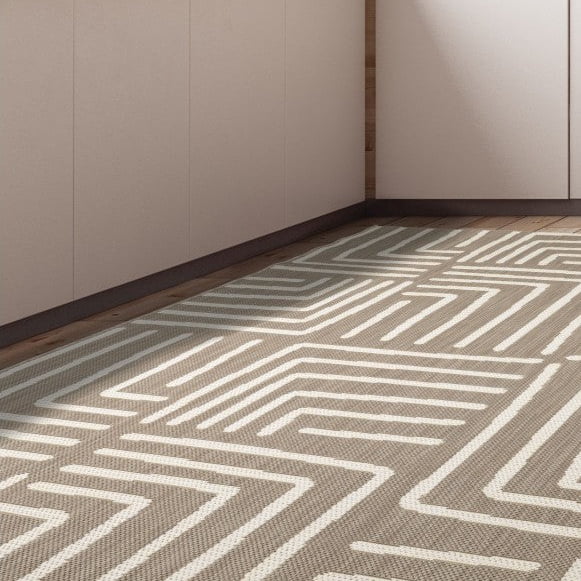Hanna Flatweave Geo Contrast Indoor/ Outdoor Rug - 120x170cm - Natural - DUSK