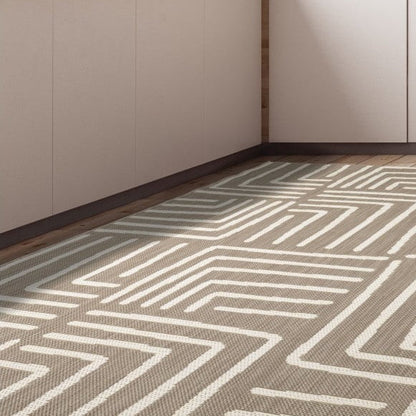 Hanna Flatweave Geo Contrast Indoor/ Outdoor Rug - 120x170cm - Natural - DUSK