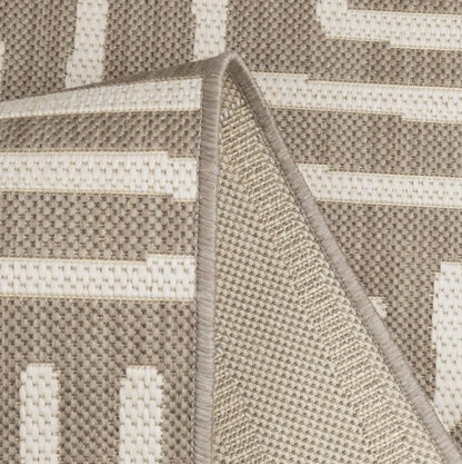 Hanna Flatweave Geo Contrast Indoor/ Outdoor Rug - 120x170cm - Natural - DUSK