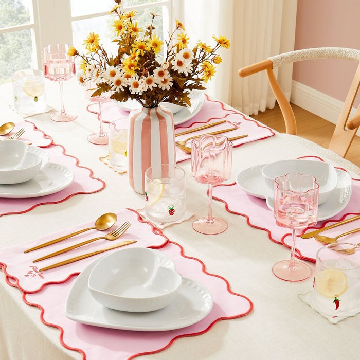 Heart Shaped Set of 4 Dinner Plates - White - DUSK