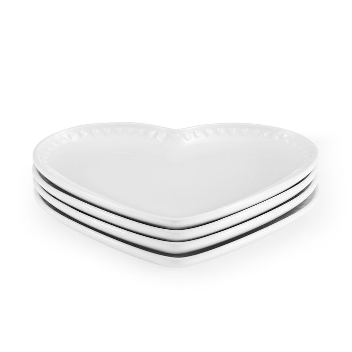 Heart Shaped Set of 4 Side Plates - White - DUSK