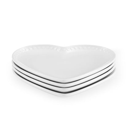 Heart Shaped Set of 4 Side Plates - White - DUSK