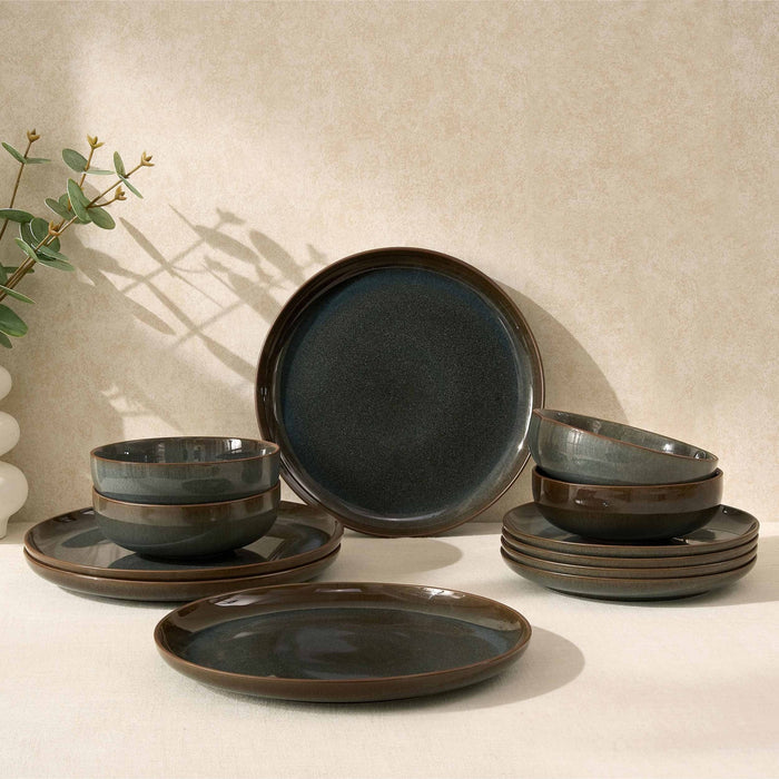 Juniper 12 Piece Dinner Set - Grey/Blue - DUSK