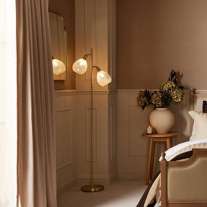 Layla Glass Shade Floor Lamp - Gold - DUSK