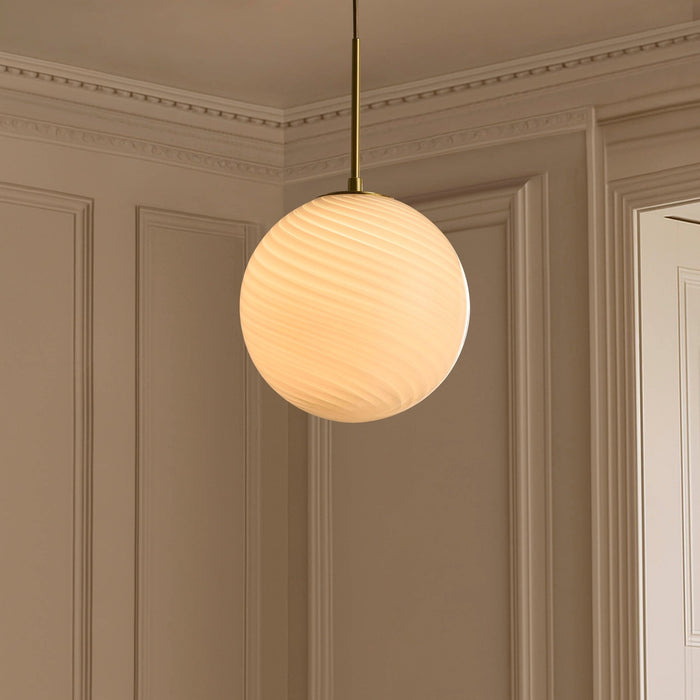 Leo Swirl Glass Fitted Ceiling Pendant - White/Clear - DUSK