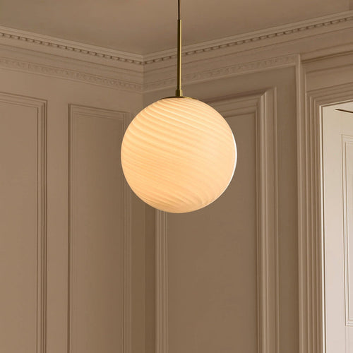 Leo Swirl Glass Fitted Ceiling Pendant - White/Clear - DUSK