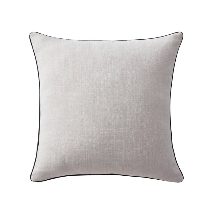 Linen Look Piped Edge Sofa Cushion Cover - Stone/Black - DUSK