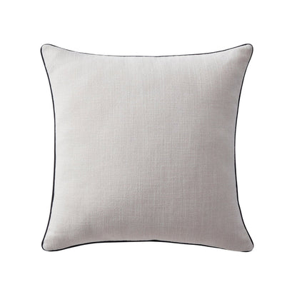 Linen Look Piped Edge Sofa Cushion Cover - Stone/Black - DUSK