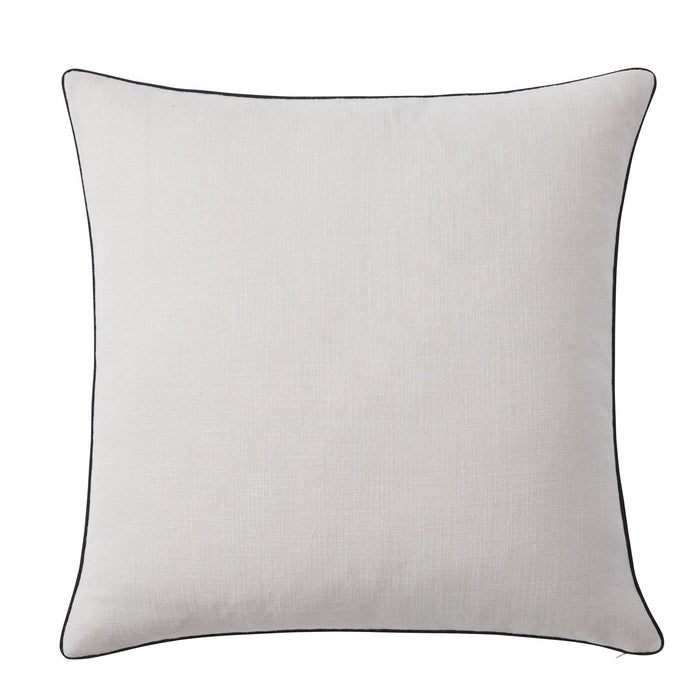 Linen Look Piped Edge Sofa Cushion Cover - Stone/Black - DUSK