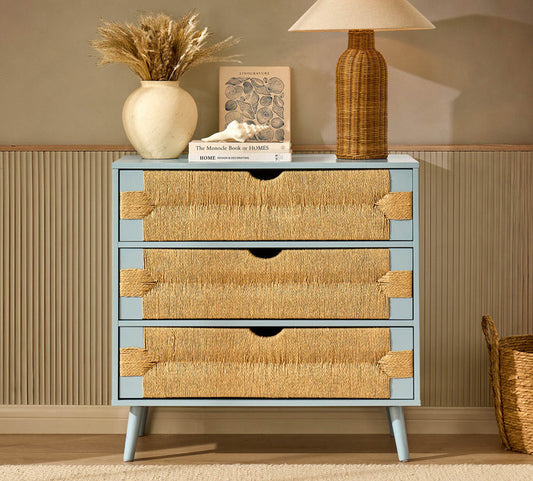Lottie Woven 3 Drawer Chest - Sky Blue - DUSK