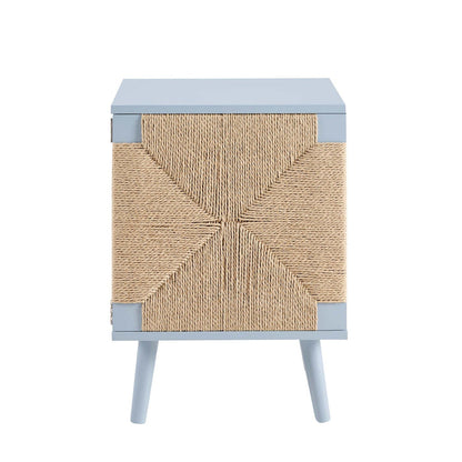 Lottie Woven Bedside Table with Door - Sky Blue - DUSK
