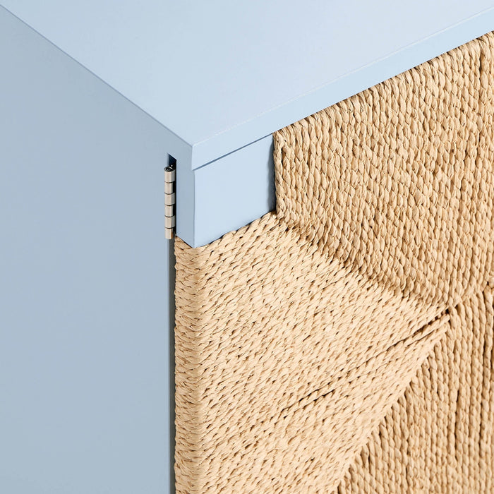 Lottie Woven Bedside Table with Door - Sky Blue - DUSK