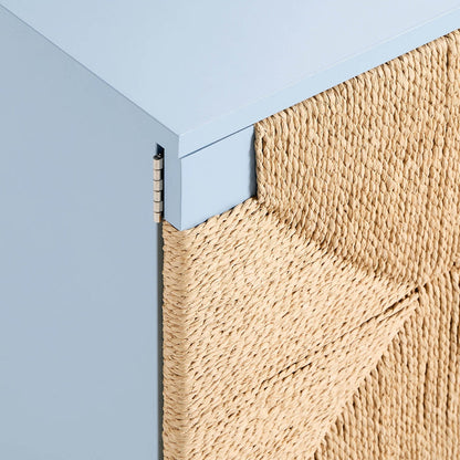 Lottie Woven Bedside Table with Door - Sky Blue - DUSK