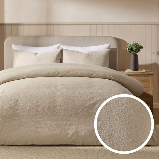 Margot 200 Thread Count Duvet Cover & Pillowcase Set - Natural - DUSK